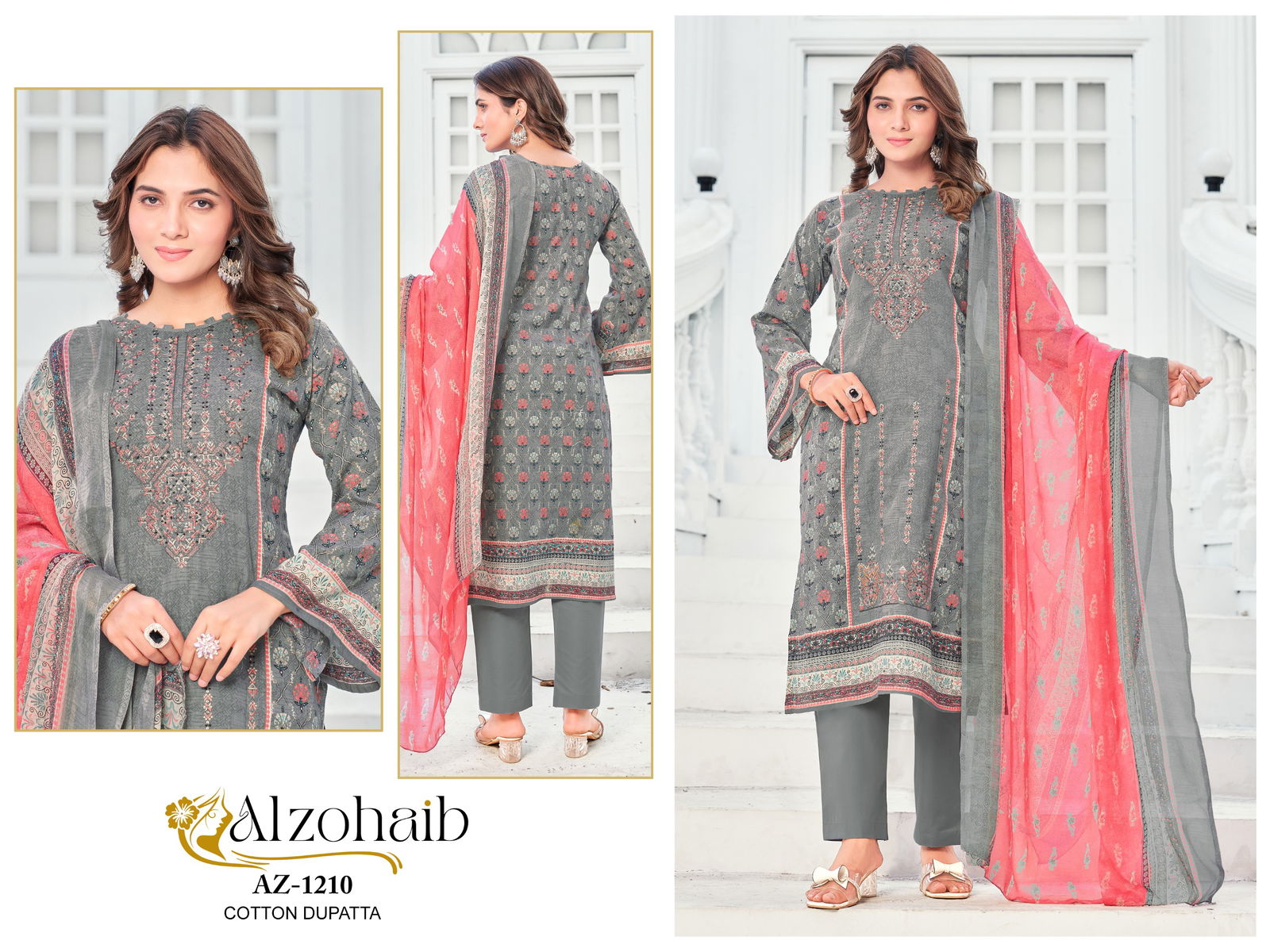Ruaab Vol 1 By Alzohaib Cotton Dupatta Pakistani Salwar Suits Wholesale Online